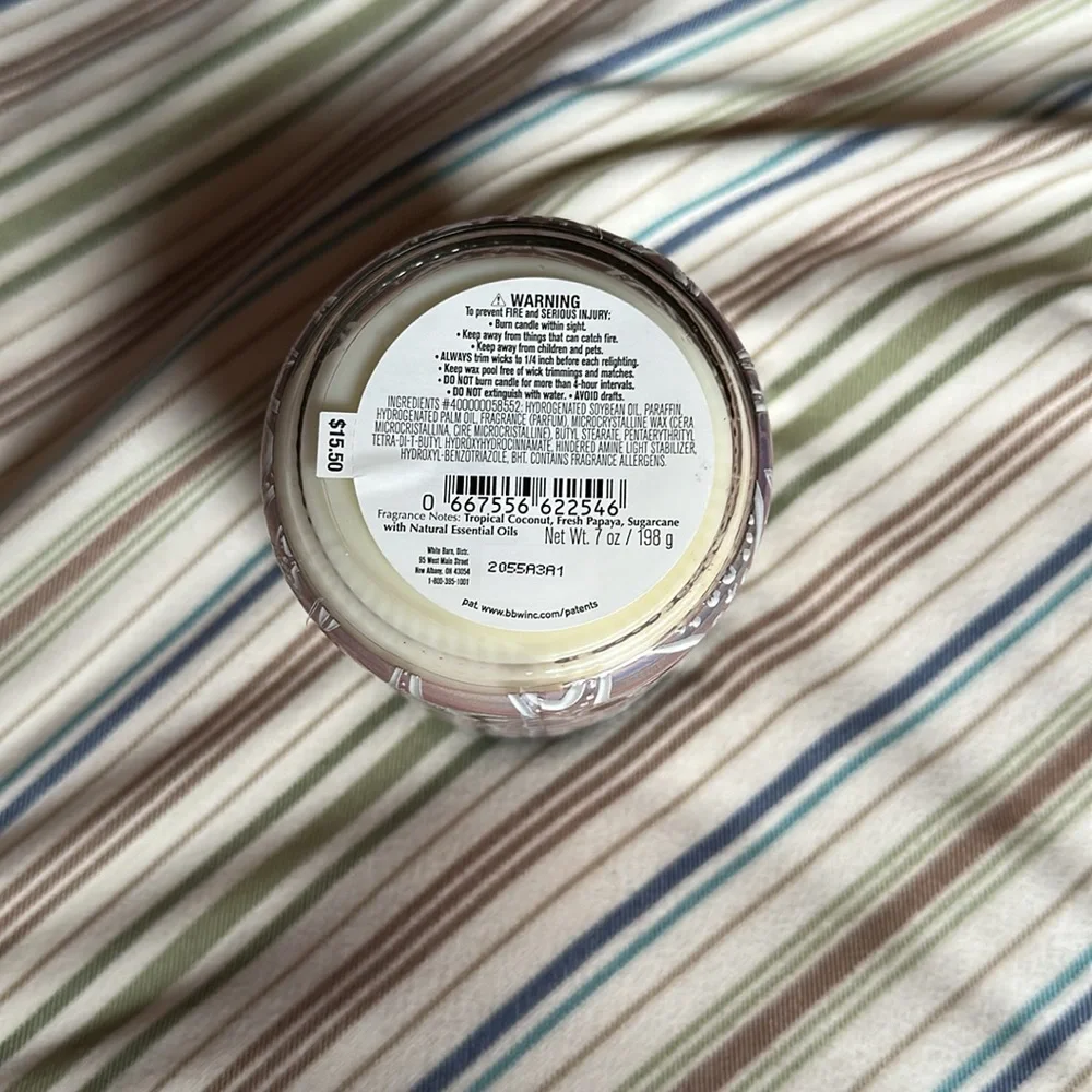 White Barn Island Papaya Single Wick Candle